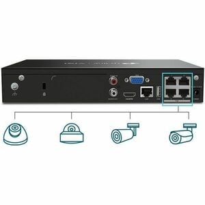 VIGI NVR1004H-4P 4 Channel Wired Video Surveillance Station - Network Video Recorder - HDMI - 4K Recording