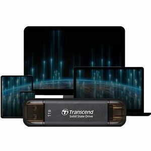 Transcend Tragbar Solid State-Laufwerk - Extern - 1 TB - Schwarz - Desktop-PC, Notebook, Spielkonsole Unterstütztes Gerät 