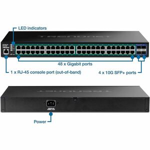 TRENDnet Web Smart TPE-3524SF 48 Ports Manageable Ethernet Switch - Gigabit Ethernet, 10 Gigabit Ethernet - 1000Base-T, 10