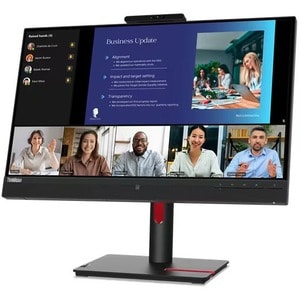 Lenovo ThinkVision T24v-30 24" Class Webcam Full HD LCD Monitor - 16:9 - Raven Black - 60.5 cm (23.8") Viewable - In-plane