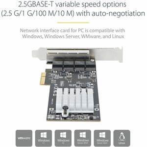 StarTech.com Scheda di rete 2.5 Gigabit a 4 porte - Scheda Ethernet PCIe da 2,5 Gbps NBASE-T, NIC Multi-Gigabit, Scheda LA