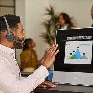 Cisco On-ear Stereo Headset - Carbon Black - Google Assistant, Siri - Binaural - Ear-cup - 6500 cm - Bluetooth - 32 Ohm - 