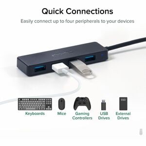 Plugable 4 Port USB Hub 3.0, USB Splitter for Laptop - Compatible with Windows, Surface Pro, PC, Chromebook, Linux, Androi
