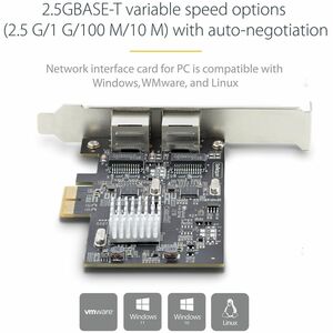 StarTech.com 2,5 Gigabit Ethernet Adapter für Server - 2.5GBase-T - Plug-in-Karte - PCI Express 2.0 x2 - Niedriges Profil 