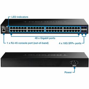 TRENDnet TEG-3524S 48 Ports Manageable Ethernet Switch - Gigabit Ethernet, 10 Gigabit Ethernet - 1000Base-T, 10GBase-X - T