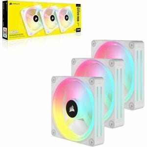 Corsair iCUE QX120 Cooling Fan - 3 x Fan(s) - 63.10 CFM Maximum Airflow - 2400 rpm - Magnetic Dome Bearing - RGB LED - Whi
