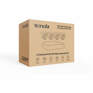 Tenda 4 Channel PoE HD Video Security Kit - Camera, Network Video Recorder - 4 Camera(s) - 2560 x 1440 Camera Resolution -