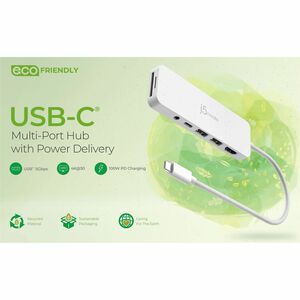 j5create USB Type C Docking Station - Memory Card Reader - SD - White - USB Type-A - USB Type-C - HDMI - Wired