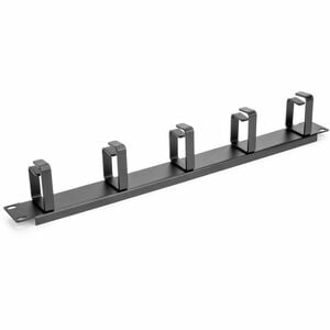 Rocstor 1U 19in Metal Rackmount Cable Management Panel - Cable Management Panel - Black - 1U Rack Height x 19" Panel Width