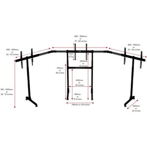 Next Level Racing Höhenverstellbar Monitorständer - Bildschirmgr�ße: Bis zu 65 Zoll (165,10 cm) - 70 kg TragfähigkeitDispl