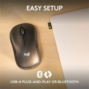 Logitech M240 Mouse - Optical - Wireless - 32.81 ft (10000 mm) - Bluetooth - Graphite - USB Type A - 4000 dpi - Scroll Whe