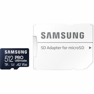 Carte microSD Samsung PRO Ultimate UHS-I 512 Go, MB-MY512SA/WW, vitesse jusqu'à 200 Mo/s, garantie 10 ans, lecteur SD
