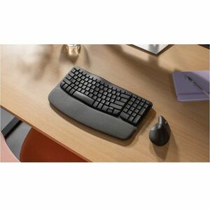 Logitech Wave Keys 键盘 - 无线 连接 - USB 接口 - 英文 - 灰 - 蓝牙 - 10 m - 铬操作系统, Windows 10, Windows 11, Mac OS X 11.0 Big Sur, Linux,