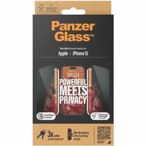 PanzerGlass Privacy Screen Protector for iPhone 15 - Clear - For 15.5 cm (6.1") Widescreen LCD Smartphone - Drop Resistant