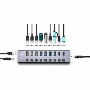 i-tec USB/Ethernet Combo Hub - USB 3.2 Gen 1 (3.1 Gen 1) Type-C - Grey - 10 Total USB Port(s) - 3 USB 2.0 Port(s)1 Network