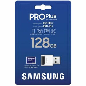 Carte microSDXC Samsung PRO Plus MB-MD128S - 128 Go - Classe 10/UHS-I (U3) - V30 - 180 Mo/s en Lecture - 130 Mo/sSpaceen É
