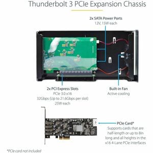 StarTech.com Thunderbolt 3 PCIe Expansion Chassis, Enclosure Box w/Dual PCI-E Slots, External PCIe Slots, 8K/4K Output Via