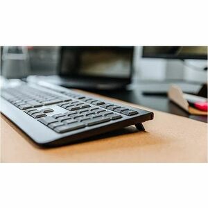 CHERRY KW 3000 Keyboard - Wireless Connectivity - USB 2.0 Type A Interface - English (US) - Black - Rubber Dome Keyswitch 