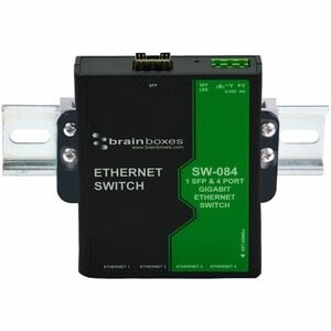 Brainboxes 1 SFP & 4 Port Gigabit Ethernet Switch - 4 Ports - Gigabit Ethernet - 10/100/1000Base-T, 1000Base-X - 2 Layer S