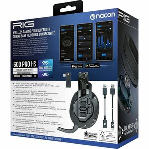 NACON RIG RIG600PROHS Wireless Over-the-head Stereo Gaming Headset - Black - Binaural - Circumaural - Bluetooth - 32 Ohm -