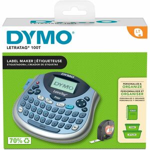 Dymo LetraTag 100T Label Maker - 5 Font Size - Label - Battery - 4 Batteries Supported - AA - Blue - Handheld - Auto Power