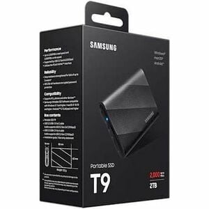 Samsung T9 2 TB Portable Solid State Drive - External - Black - Desktop PC, Notebook, Tablet, Gaming Console, Smart TV, Ca