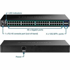 Switch Ethernet TRENDnet Web Smart TPE-3524S 48 Porte Gestibile - Gigabit Ethernet, 10 Gigabit Ethernet - 1000Base-T, 10GB
