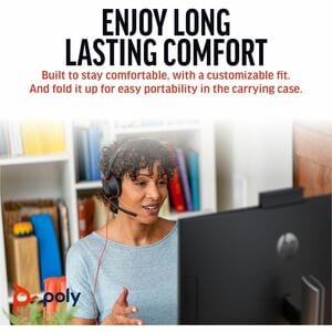 Poly Blackwire 5220 Com fios Na orelha, Headset Estéreo Fone de ouvido - Preto - Microsoft Teams Certification - Binaural 