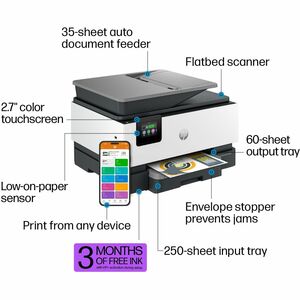 HP Officejet Pro 9125e Wired & Wireless Inkjet Multifunction Printer - Copier/Fax/Printer/Scanner - 1200 x 1200 dpi Print 