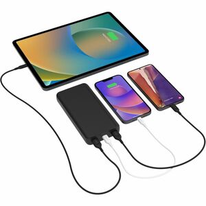 mophie Essential Power Bank - Black - For USB Type A Device, USB Type C Device, Smartphone - 20000 mAh - 3 x USB - Black