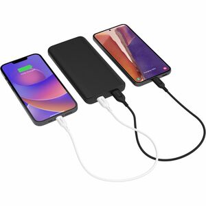 mophie Essential Power Bank - Black - For USB Type A Device, USB Type C Device, Smartphone - 10000 mAh - 3 x USB - Black