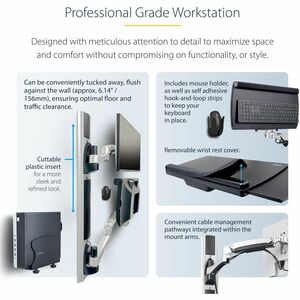 StarTech.com Wandhalterung für Monitor, Desktop Computer, Workstation - Schwarz - Horizontal/Vertikal - TAA-konform - Höhe