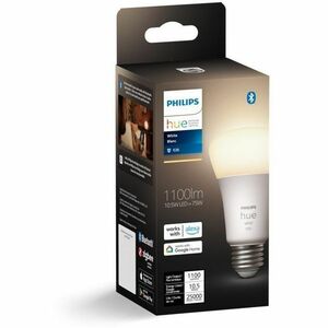 Philips Hue LED Light Bulb - 10.50 W - 75 W Incandescent Equivalent Wattage - A19 Size - White Light Color - E26 Base - Bl