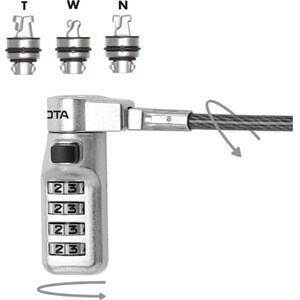 Dicota Cable Lock - 2 m Cable - Preset - 4-digit - Combination Lock - Black - Steel, Thermoplastic Rubber (TPR), Polyvinyl