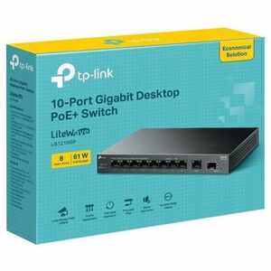 TP-Link LS1210GP 9 Ports Manageable Ethernet Switch - Gigabit Ethernet - 10/100/1000Base-T, 1000Base-X - 2 Layer Supported