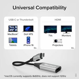 Plugable HDMI/USB-C Audio Video Adapter - 7680 x 4320 Supported - 1