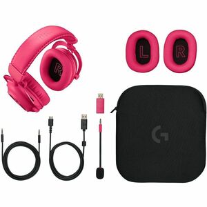 Logitech PRO X 有线/无线 头戴式 立体声 游戏用头戴式耳机 - 粉 - 双声道 - 3000 cm - 蓝牙 - 38 欧姆 - 20 Hz 到 20 kHz - 单向, 心形麦克风 麦克风 - 迷你手机（3.5毫米）