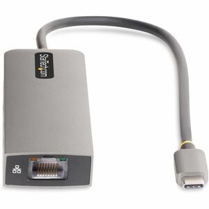 StarTech.com USB/Ethernet-Hub - USB 3.2 Gen. 2 (3.1 Gen. 2) Typ-C - 1,25 GB/s - Extern - Grau - UASP-Support - 4 Total USB