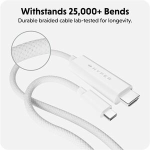 Hyper HyperDrive HD6007WHGL 2.50 m HDMI/USB-C A/V Cable - Cable for Audio/Video Device, USB Device, Monitor, Smartphone, T