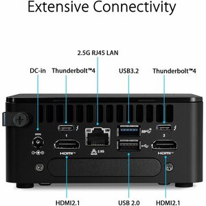 Asus NUC 13 Pro NUC13ANKi7 Desktop Computer - Intel Core i7 13th Gen i7-1360P - 16 GB - 512 GB SSD - Mini PC - Black - Int