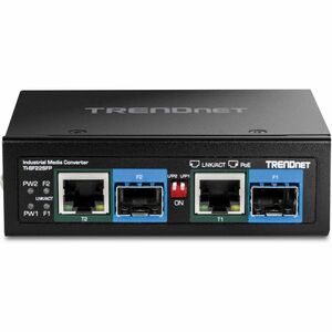 TRENDnet 2-Port Industrial SFP to Gigabit PoE++ Media Converter - Network (RJ-45) - 2x PoE+ (RJ-45) Ports - Gigabit Ethern