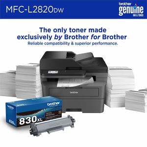 Brother MFC-L2820DW Wireless Laser Multifunction Printer - Monochrome - Grey - Copier/Fax/Printer/Scanner - 34 ppm Mono/7.