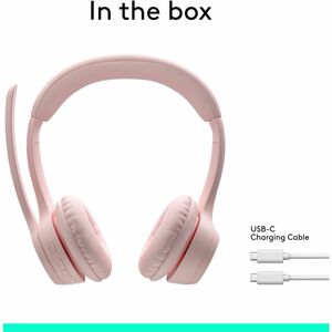 Logitech Zone 300 Wireless Bluetooth Headset With Noise-Canceling Microphone, Rose - Stereo - Wireless - Bluetooth - 98.4 