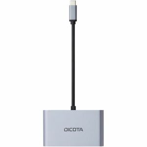 Dicota USB Type C Docking Station for Notebook, Desktop PC - Silver - Portable - Full HD, 4K @ 60Hz - 3840 x 2160, 1920 x 