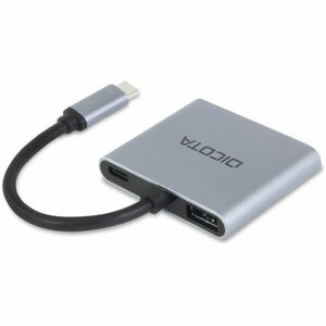 Dicota USB-Typ C Docking Station für Desktop-PC, Notebook - Silber - Tragbar - 2 Unterstützte Displays - 4K - 3840 x 2160 