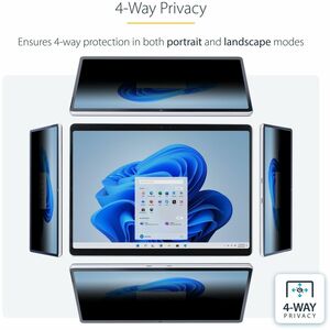 StarTech.com 4-Way Privacy Screen For 13-inch Surface Pro 8/9/X Laptop, For Portrait/Landscape, Touch-Enabled, +/- 30 Deg.