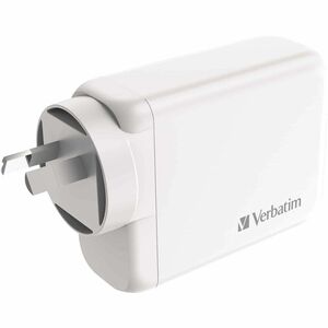 Verbatim 100 W AC Adapter - 1 Pack - Universal Adapter - 1 USB - 3 USB Type-C - For Notebook, Tablet PC, Smartphone, Gamin