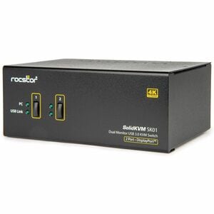Rocstor SK01 KVM Switchbox - 4K - 3840 x 2180 - 6 x USB - USB 2.0 - 6 x DisplayPort - TAA Compliant