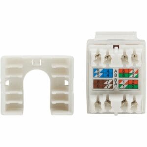 Eaton Tripp Lite Series Cat6a Keystone Jacks, 10 Pack - 4PPoE Compliant, 110/Krone, 568A/B, RJ45 Ethernet, White, TAA - 10