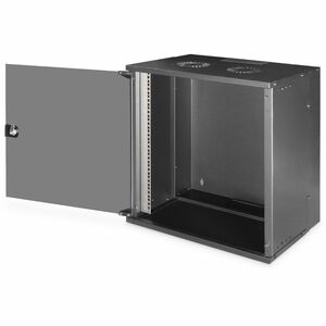 Digitus SOHO PRO 12U Wall Mountable Enclosed Cabinet Rack Cabinet for Networking - Jet Black - Glass, Steel, Sheet Steel -
